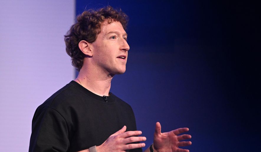 Meta CEO Mark Zuckerberg speaks during the company's Connect developer conference in Menlo Park, Calif., on Wednesday, Sept. 17, 2025. (AP Photo/Nic Coury) ** FILE **