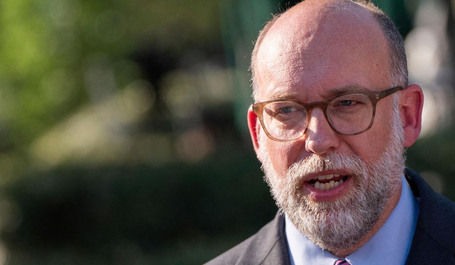 Director of the Office of Management and Budget Russell Vought speaks to reporters at the White House, Thursday, July 24, 2025, in Washington. (AP Photo/Julia Demaree Nikhinson, File)