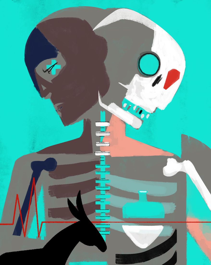 Democrats and legalized suicide (euthanasia) illustration by Linas Garsys / The Washington Times