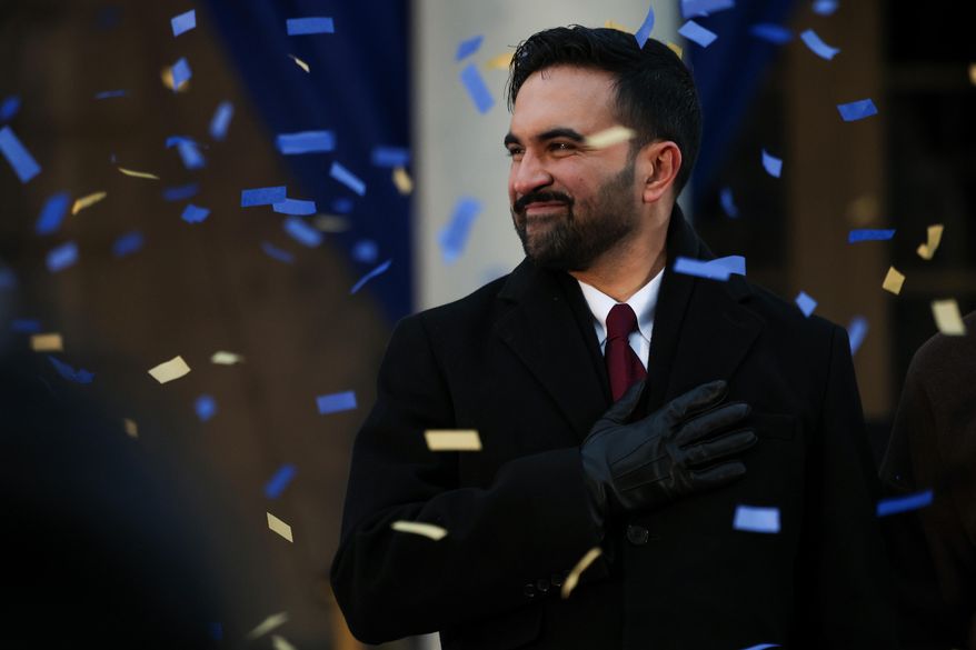 Mayor Zohran Mamdani reacts after speaking during his inauguration ceremony, Thursday, Jan. 1, 2026, in New York. (AP Photo/Heather Khalifa)