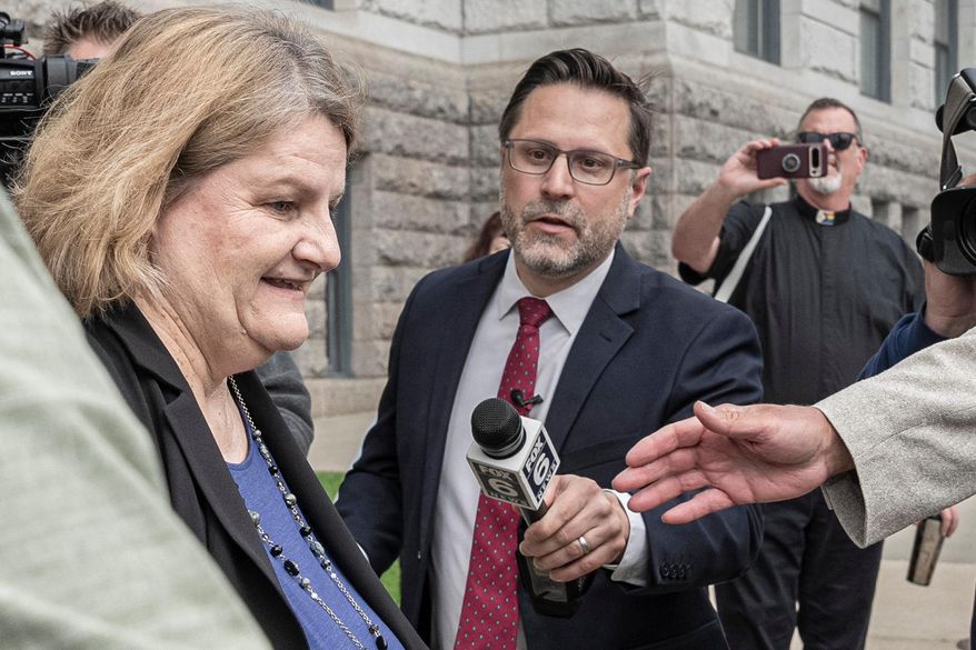 Milwaukee County Circuit Judge Hannah Dugan leaves the federal courthouse after a hearing Thursday, May 15, 2025, in Milwaukee. (AP Photo/Andy Manis, File)