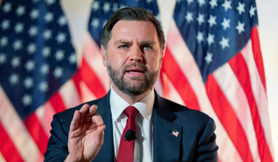 Vice President JD Vance speaks with Breitbart News Washington bureau chief Matthew Boyle at Andrew W. Mellon Auditorium, Nov. 20, 2025, in Washington. (AP Photo/Julia Demaree Nikhinson, File)