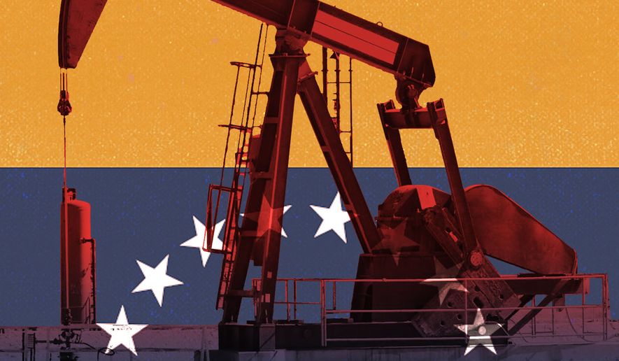Venezuela oil and celebrating liberty illustration by Linas Garsys / The Washington Times