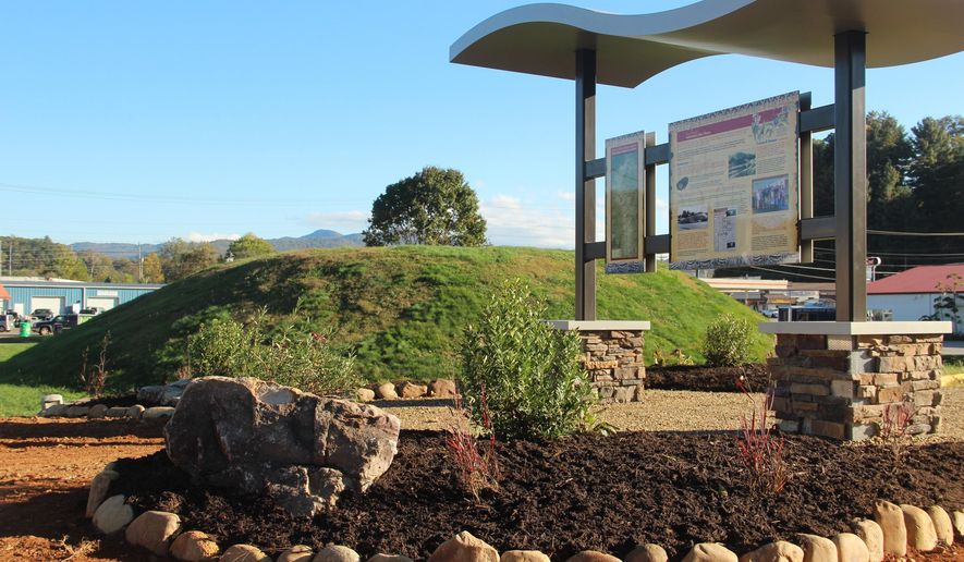 This photo provided by the Noquisi Initiative shows the Noquisiyi Mound on Oct. 16, 2020, in Franklin, N.C. (Elaine Eisenbraun/Noquisi Initiative via AP)
