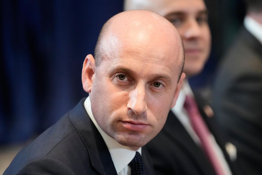 United States Homeland Security Advisor Stephen Miller reacts on the sidelines of the ASEAN Summit in Kuala Lumpur, Malaysia, Sunday, Oct. 26, 2025. (AP Photo/Mark Schiefelbein), File)