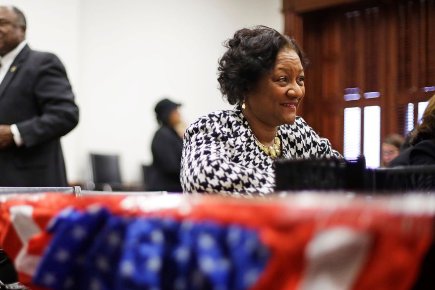 Georgia Rep. Karen Bennett, D-Stone Mountain, files for reelection, March 3, 2014, in Atlanta. (AP Photo/David Goldman, File)