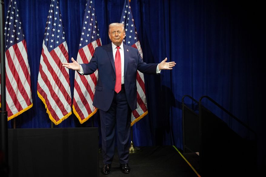 President Donald Trump arrives at an annual policy retreat, Tuesday, Jan. 6, 2026, in Washington. (AP Photo/Evan Vucci)