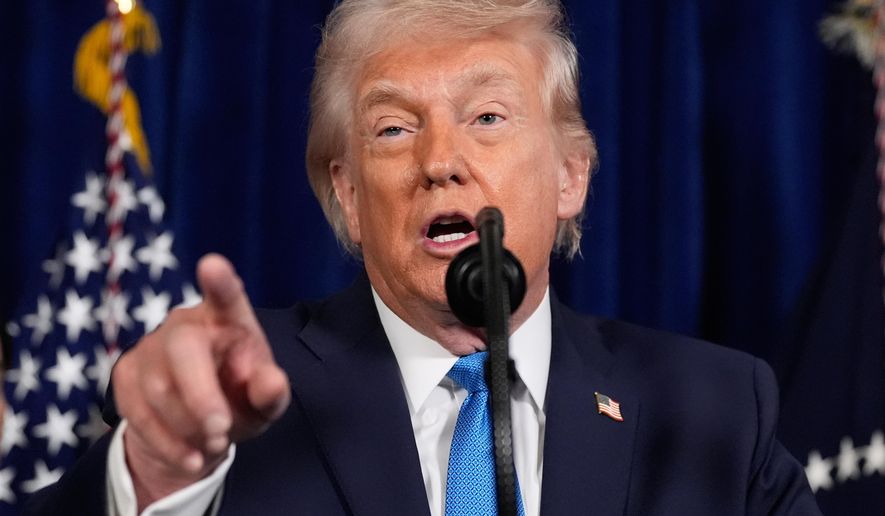 President Donald Trump speaks during a news conference at Mar-a-Lago, Saturday, Jan. 3, 2026, in Palm Beach, Fla. (AP Photo/Alex Brandon)