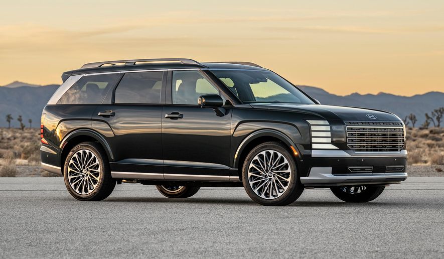 This photo provided by Hyundai shows the new 2026 Palisade, an affordable three-row SUV with a surprisingly upscale look inside and out. (Drew Phillips/Hyundai Motor America via AP)