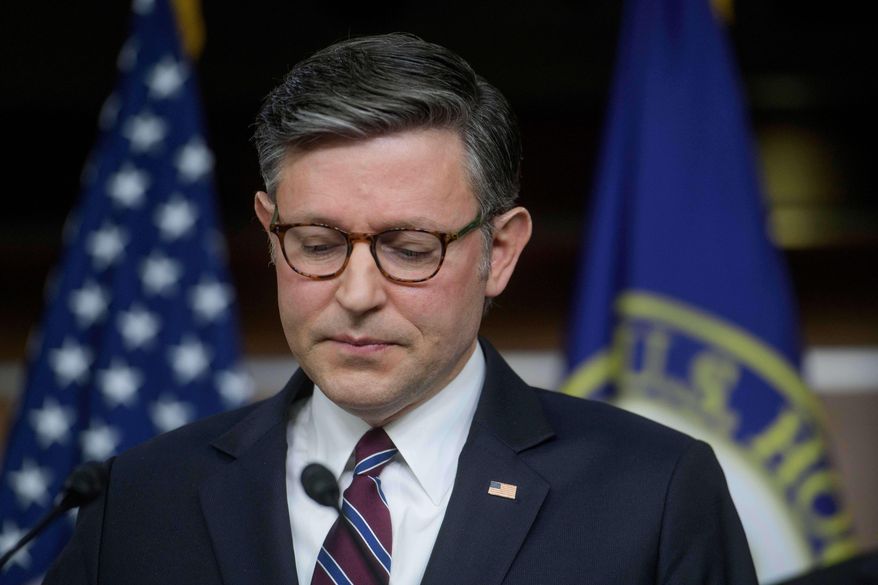 Speaker of the House Mike Johnson, R-La., speaks during a news conference at the Capitol, Wednesday, Jan. 7, 2026, in Washington. (AP Photo/Rod Lamkey, Jr.)