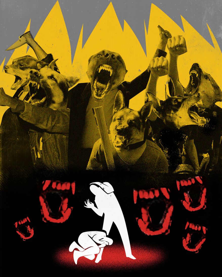 Victims of mob violence illustration by Linas Garsys / The Washington Times