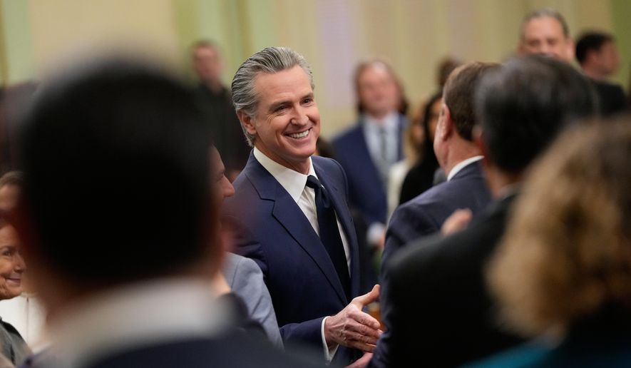 California Gov. Gavin Newsom arrives for his State of the State address Thursday, Jan. 8, 2026, in Sacramento, Calif. (AP Photo/Godofredo A. Vásquez)