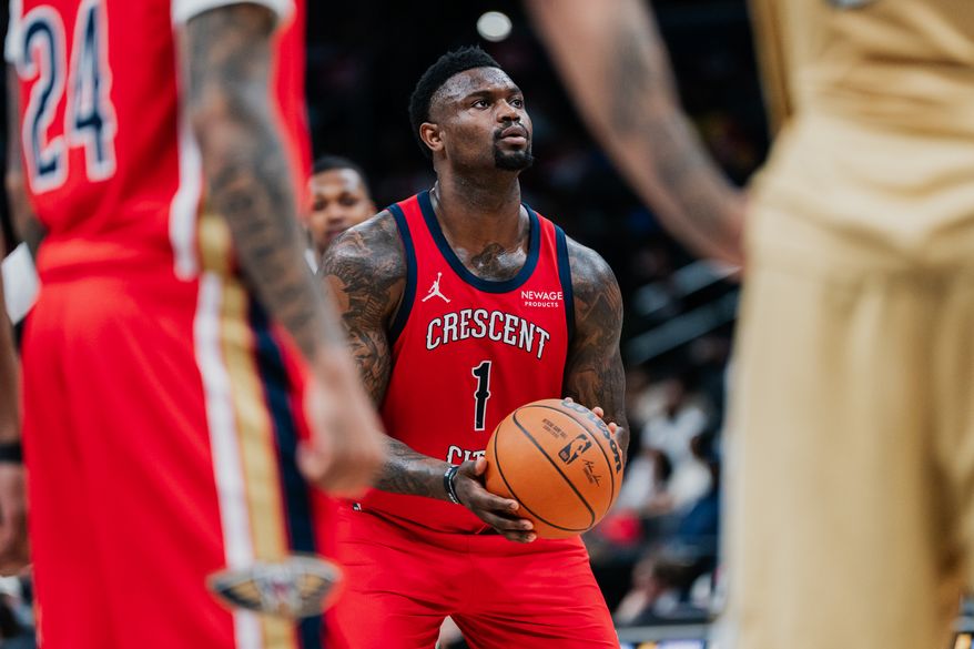 New Orlean Pelicans Forward Zion Williamson (1) attempts free throw at Capital One Arena, Washington, D.C., January 9th, 2026. Washington Wizards fall to the New Orleans Pelicans 128-107. (Photo by Jordan Sabillo, for the Washington Times)