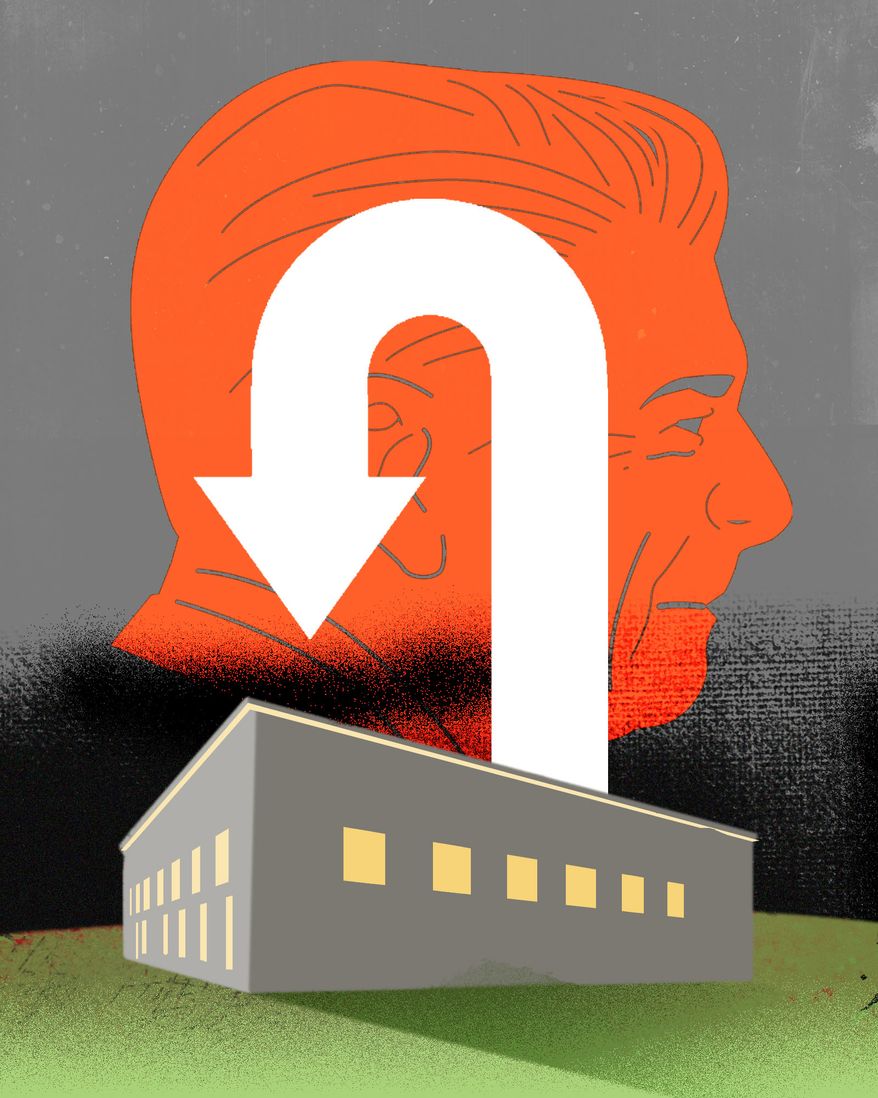 Ronald Reagan Presidential Foundation & Institute and Reagan library illustration by Linas Garsys / The Washington Times