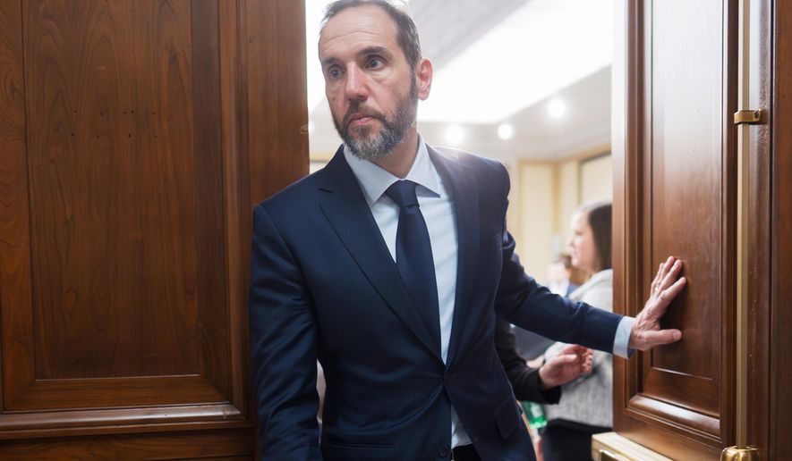 Former Department of Justice special counsel Jack Smith departs at the end of a Republican-led deposition before the House Judiciary Committee as part of its oversight into DOJ investigations into President Donald Trump, on Capitol Hill in Washington, Dec. 17, 2025. (AP Photo/J. Scott Applewhite, File)
