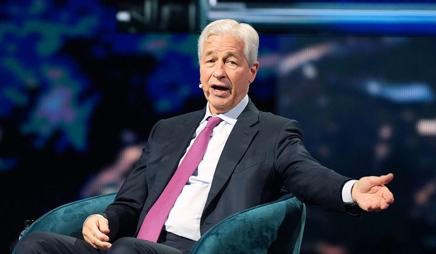 Jamie Dimon, CEO of JPMorgan Chase, speaks at the America Business Forum, Thursday, Nov. 6, 2025, in Miami. (AP Photo/Rebecca Blackwell, file)