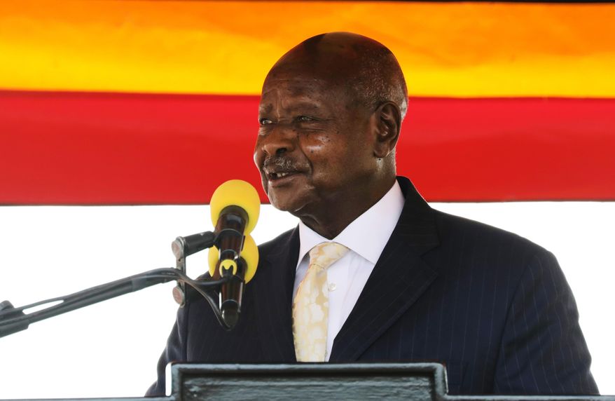 Ugandan President Yoweri Museveni speaks during the 60th Independence Anniversary Celebrations, in Kololo, Uganda, Sunday Oct. 9, 2022. (AP Photo/Hajarah Nalwadda, file)
