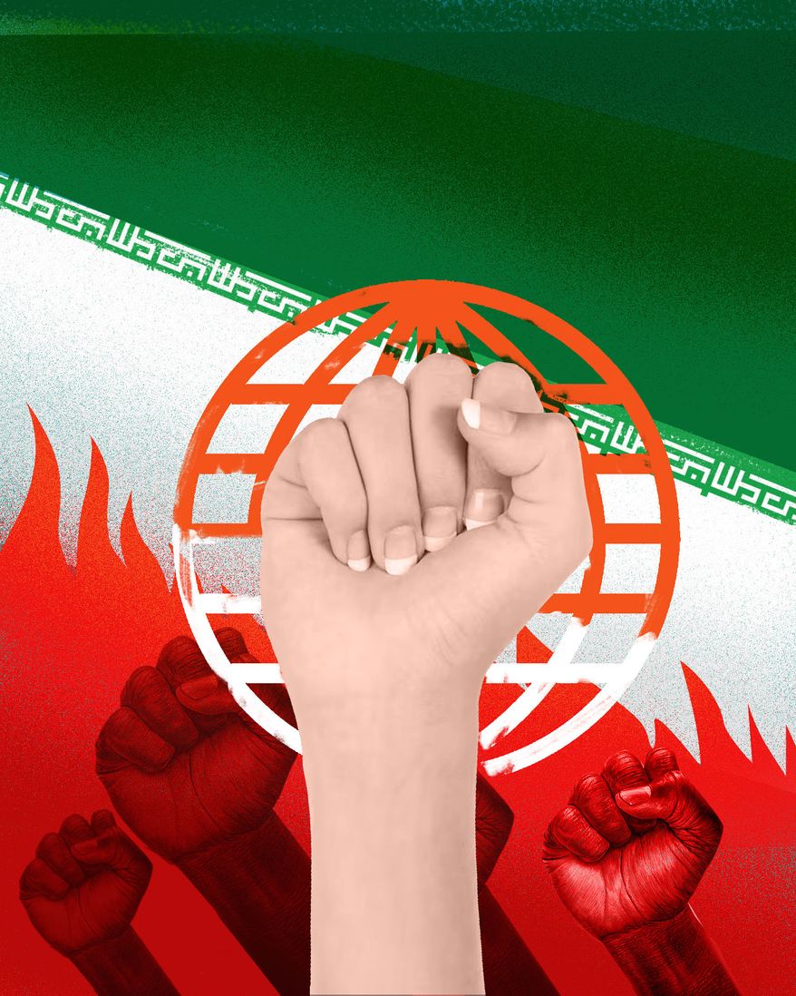 Protests in Iran illustration by Linas Garsys / The Washington Times