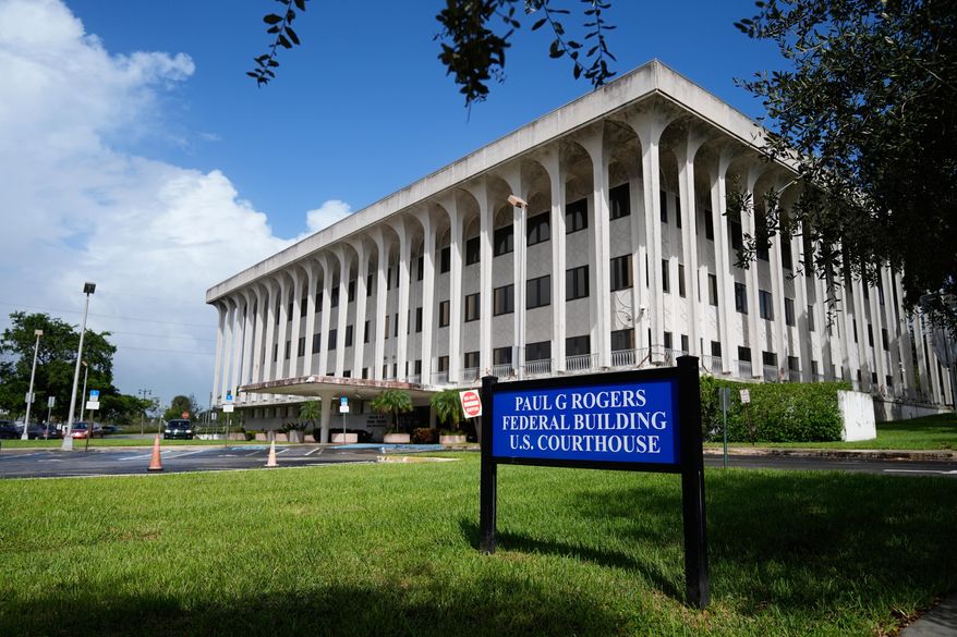 The Paul G. Rogers Federal Building and U.S. Courthouse is seen in West Palm Beach, Fla., Oct. 22, 2024. (AP Photo/Rebecca Blackwell, File)
