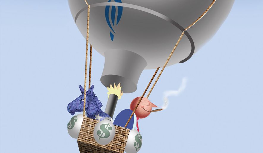 Democrats and health insurance companies illustration by Linas Garsys / The Washington Times