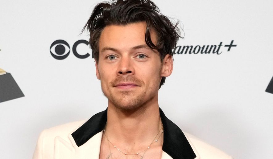 Harry Styles appears in the press room at the 65th annual Grammy Awards in Los Angeles on Feb. 5, 2023. (AP Photo/Jae C. Hong)