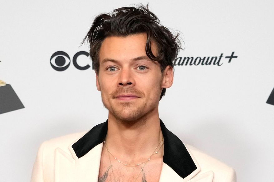 Harry Styles appears in the press room at the 65th annual Grammy Awards in Los Angeles on Feb. 5, 2023. (AP Photo/Jae C. Hong)