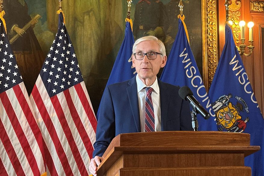 Wisconsin's Democratic Gov. Tony Evers discusses his call on the Republican-controlled Legislature to act on a broad array of his priorities in his final year in office on Monday, Jan. 12, 2026, in Madison, Wis. (AP Photo/Scott Bauer)