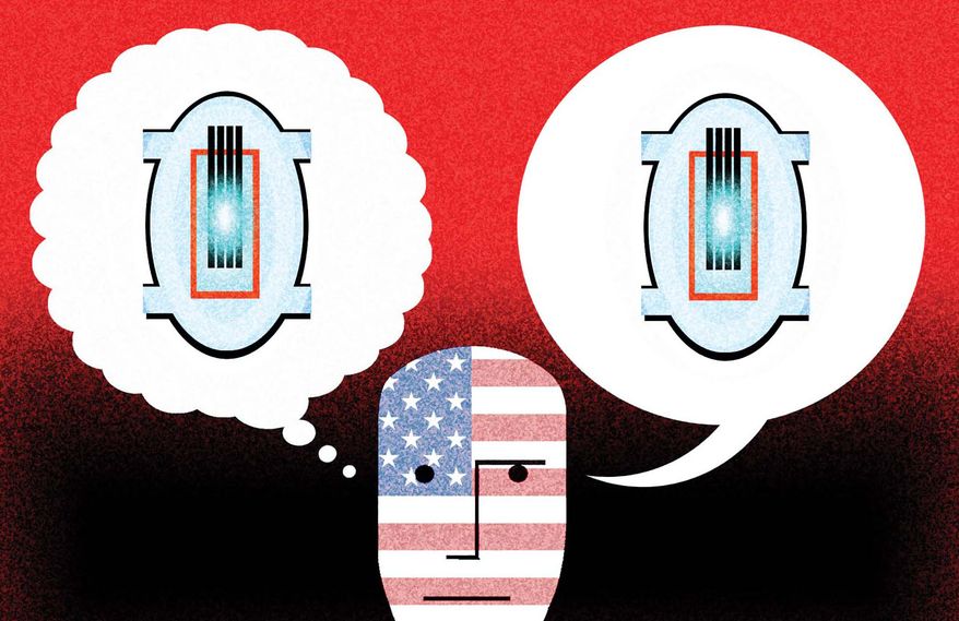 The United States of America building nuclear plants illustration by Alexander Hunter/The Washington Times