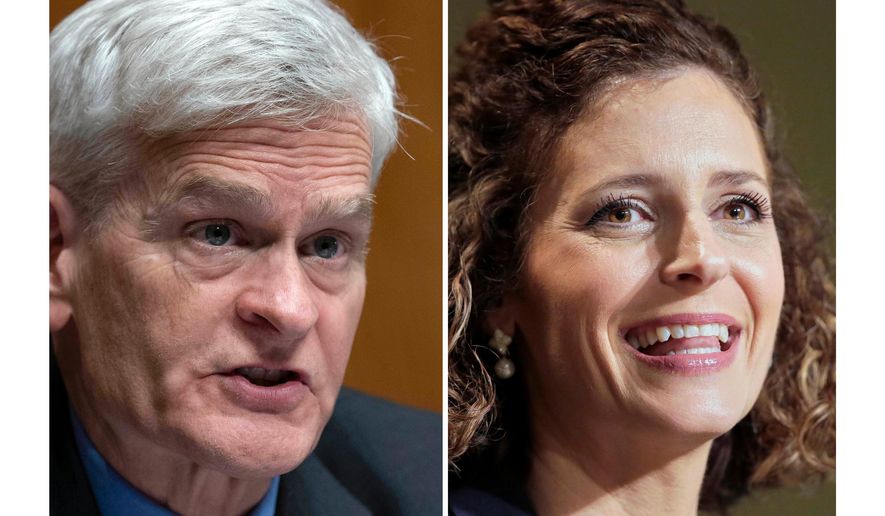 This photo combination shows Sen. Bill Cassidy, R-La., left, in Washington, Sept. 17, 2025 and Julia Letlow in Baton Rouge, La., Jan. 21, 2021. (AP Photo/Jose Luis Magana, Brett Duke, File)