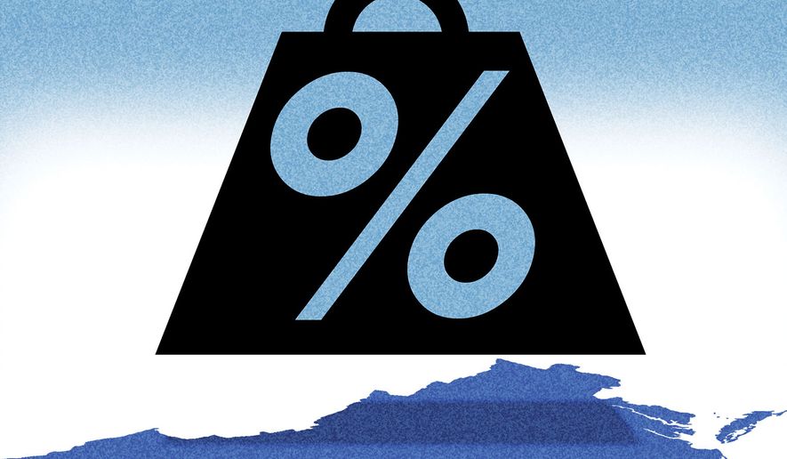 Democrats taxing Virginians illustration by Alexander Hunter/The Washington Times