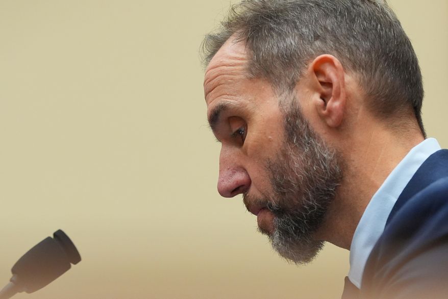 Former Justice Department special counsel Jack Smith testifies before the House Judiciary Committee about his investigations into President Donald Trump, Thursday, Jan. 22, 2026 at the Capitol in Washington. (AP Photo/Jacquelyn Martin)