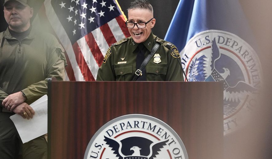 U.S. Border Patrol Cmdr. Gregory Bovino speaks during a news conference Tuesday, Jan. 20, 2026, in Minneapolis. (AP Photo/Angelina Katsanis)