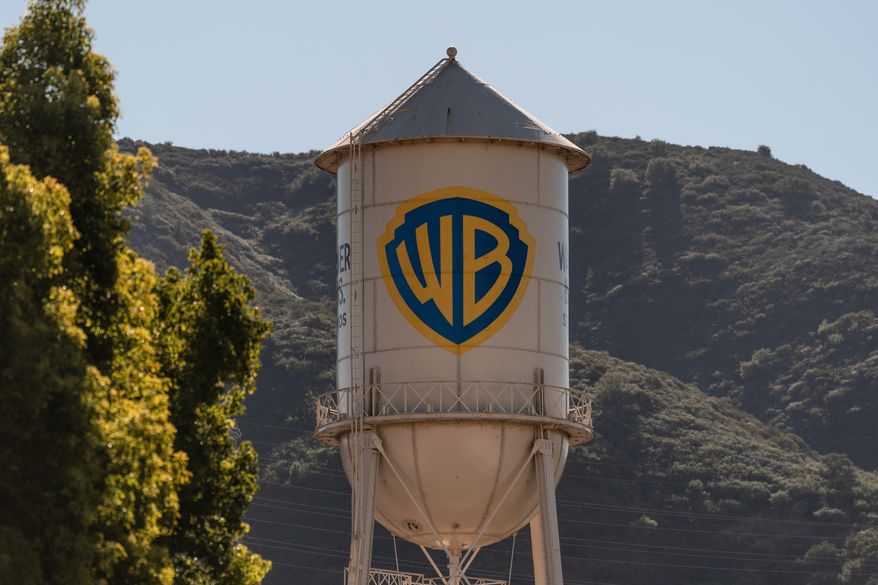 FILE - The Warner Bros. water tower is seen at Warner Bros. Studios in Burbank, Calif., Friday, Dec. 5, 2025. (AP Photo/Jae C. Hong, File)