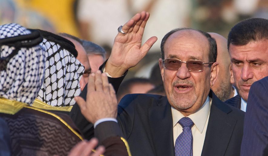 Former Iraqi Prime Minister Nouri al-Maliki arrives to his political block campaign rally before the parliamentary elections in Baghdad, Iraq, Friday, Nov. 7, 2025. (AP Photo/Hadi Mizban, File)