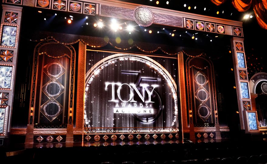 A view of the stage appears before the start of the 75th annual Tony Awards in New York on June 12, 2022. (Photo by Charles Sykes/Invision/AP, File)