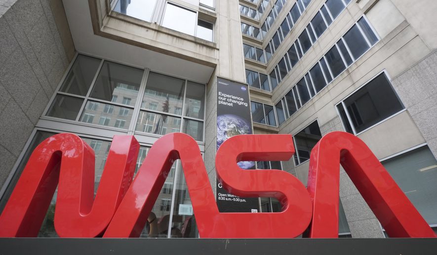 This is the Mary W. Jackson headquarters of the National Aeronautics and Space Administration in Washington, D.C., on Tuesday, May 6, 2025. (AP Photo/Gene J. Puskar)