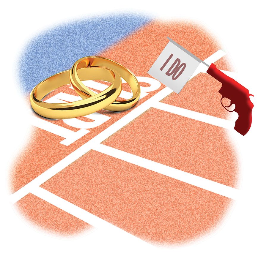 Marriage for a lifetime illustration by Alexander Hunter/The Washington Times