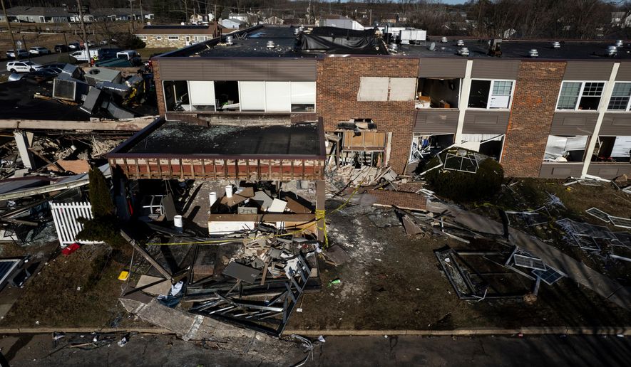 FILE - Damage from an explosion at Bristol Health & Rehab Center is seen, Dec. 24, 2025, in Bristol Township, Pa. (Monica Herndon/The Philadelphia Inquirer via AP, File)
