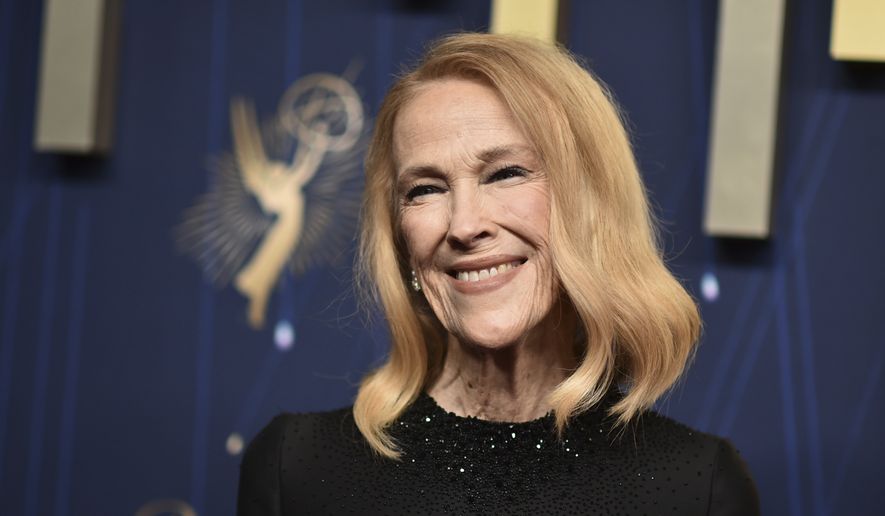 Catherine O'Hara arrives at the 77th Primetime Emmy Awards on Sunday, Sept. 14, 2025, at the Peacock Theater in Los Angeles. (Photo by Richard Shotwell/Invision/AP)