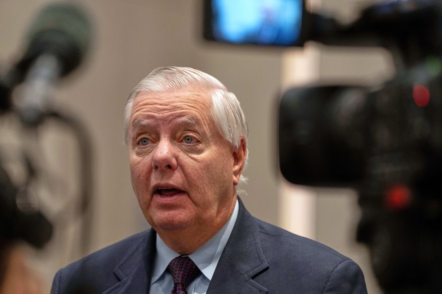 Sen. Lindsey Graham, R-S.C, speaks to the media in Tel Aviv, Israel, on Sunday, Dec. 21, 2025. (AP Photo/Maya Levin) **FILE**