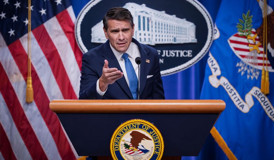 Deputy Attorney General Todd Blanche meets with reporters as the Justice Department announces the release of three million pages of documents in the latest Jeffrey Epstein disclosure in Washington, Friday, Jan. 30, 2026. (AP Photo/J. Scott Applewhite)