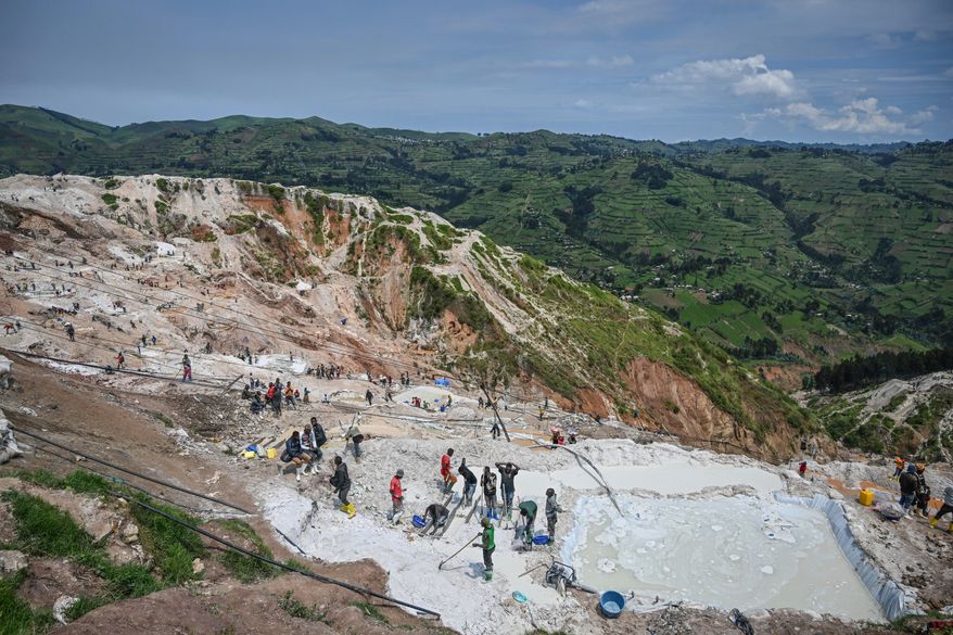 Miners work at the D4 Gakombe coltan mining quarry in Rubaya, Congo, May 9, 2025. (AP Photo/Moses Sawasawa, File)