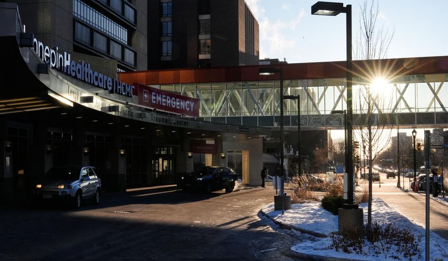 The Hennepin County Medical Center emergency department is seen Friday, Jan. 30, 2026, in Minneapolis. (AP Photo/Julia Demaree Nikhinson)