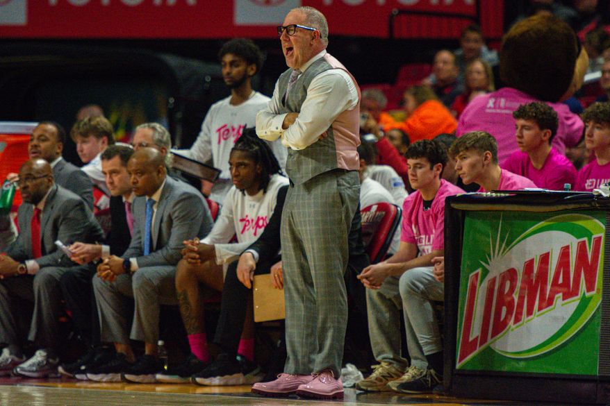 Maryland head coach Buzz Williams watches his team in an NCAA basketball game against Purdue, Sunday, Feb. 1, 2026, in College Park, Md. (All-Pro Reels/Neil Dalal)