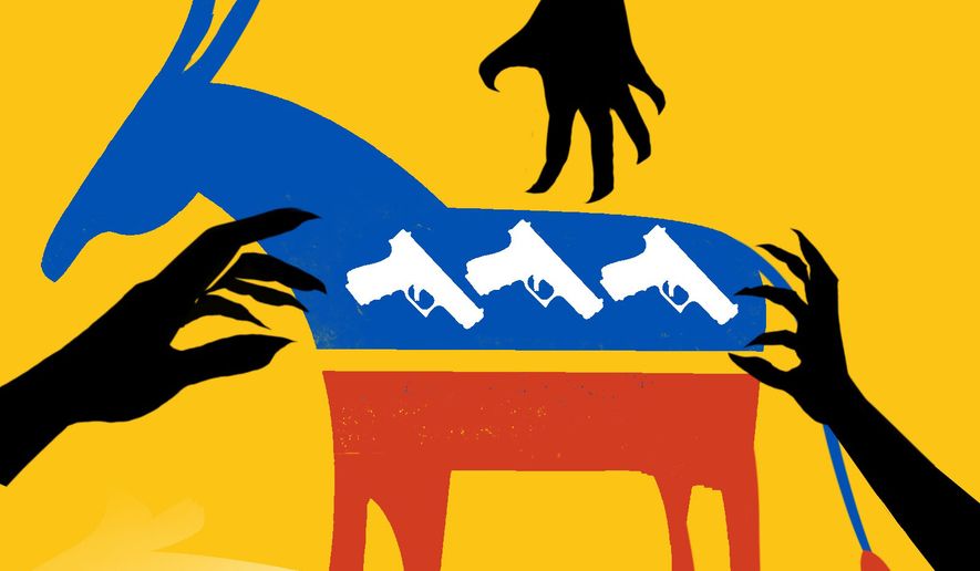 Democrats and gun control illustration by Linas Garsys / The Washington Times