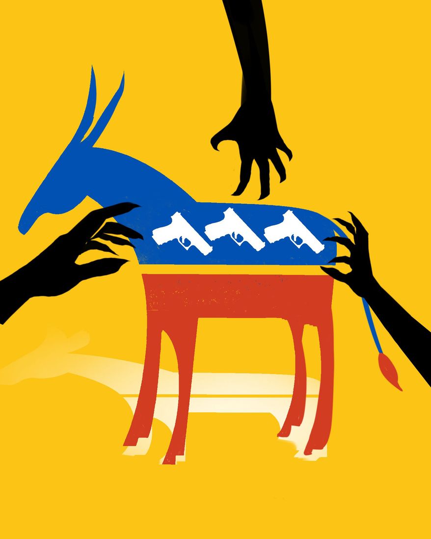 Democrats and gun control illustration by Linas Garsys / The Washington Times