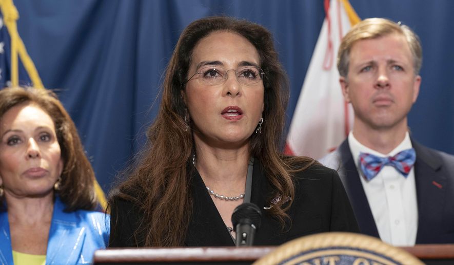 U.S. Assistant Attorney General Harmeet Dhillon said states “should take notice that they cannot require Americans to abandon their religious beliefs in the name of woke gender ideology.” (AP Photo/Jose Luis Magana)