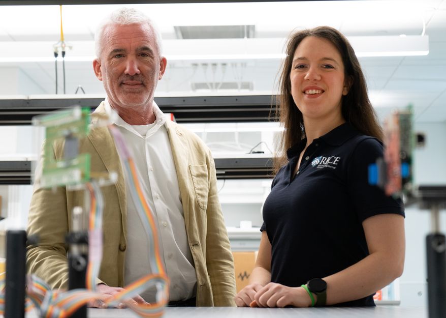Mr. Edward Knightly, who led the MetaHeart research, and graduate student Ms. Dora Zivanovic. (Credit: Rice University)
