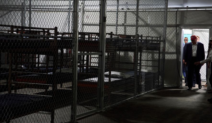 President Donald Trump tours "Alligator Alcatraz," a new migrant detention facility at Dade-Collier Training and Transition facility, on July 1, 2025, in Ochopee, Fla. (AP Photo/Evan Vucci, File)