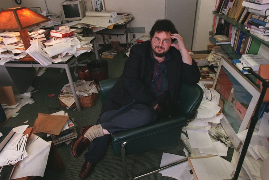 Professor David Gelernter sits in his office at Yale University in New Haven, Conn., on Aug. 28, 1997. (Brad Clift/Hartford Courant via AP)